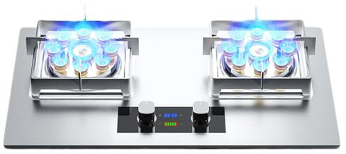 Cuisinière À Gaz Intégrée En Acier Inoxydable De 75 Cm, Cuisinière À Gaz À 2 Brûleurs 17742BTU, Minuterie De 99 Minutes (indépendante Des Deux Côtés), Dispositif De Protection Contre Les Extinctions A