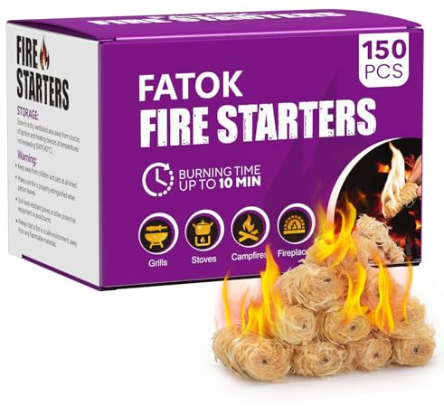 FATOK 150pcs Fire Starter, Natural Tumbleweed Fire Starters for Campfires, Fireplace, Fire Pit, BBQ, Chimney, Pizza Oven, Pellet Stove & Wood, Charcoal Starter for Grill (150pcs)