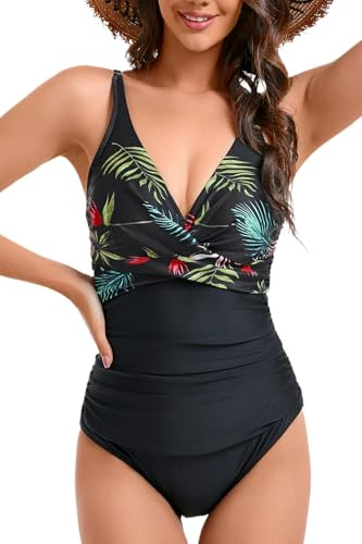 Viloree - Costume da bagno intero, da donna, snellente, morbido sulla pancia, plus size