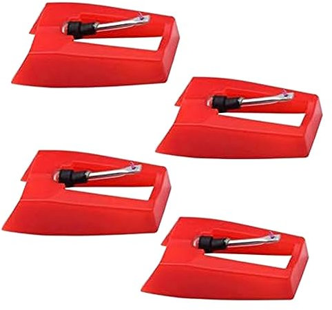 Diheohg 4er-Pack Ruby Plattenspieler-Nadel, Plattenspieler-Stylus, Ersatzteile, Zubehör, Grammophon, Vinyl-Schallplattenspieler-Stylus
