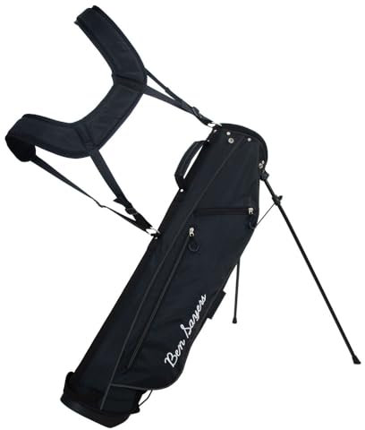 Ben Sayers LTE 6 Pencil Golf Stand Bag | Lightweight Golf Clubs Carry Bag with Dual Shoulder Strap and Lumbar Padding | (Black/Grey)