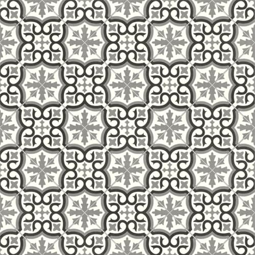 VINYL FLOORING UK Bradley 990M Black White Designer Effect Vinyl Flooring For Kitchen, Bathroom, 2.6mm Thick Textile Backed Vinyl Sheet-2m(6'6) X 4m(13'1)-8m²