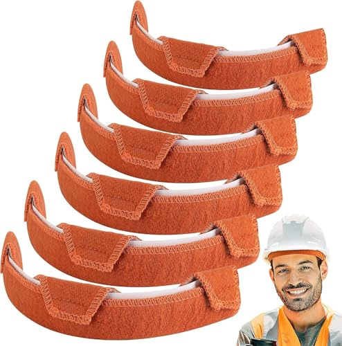 Schweißband für harte Mützen, Baumwolle, waschbar, selbstklebend, wiederverwendbar, Schutzhelm, Schweißpads für harte Mützen, 6 Stück