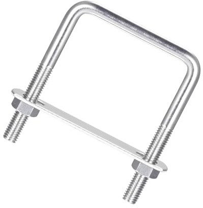 Unifizz Square U-Bolt,2 Set 304 Stainless Steel M8 U Bolts 60mm(2.44) Inner Width 80mm Length with Nuts and Frame Plate for Automobiles Boat Trailer