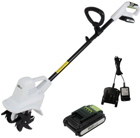 TRUTZHOLM Akku Bodenhacke 20V/2.0Ah mit Akku und Ladegerät 19 cm Arbeitsbreite 24 Klingen Motorhacke Bodenfräse Kultivator