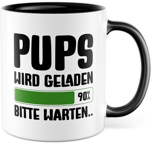 Tasse Lustig Geschenk pups wird geladen 90% bitte warten… – Kaffeetasse 330ml aus Keramik – Büro Humor Witz Witzig Geschenkidee Kaffee-Becher