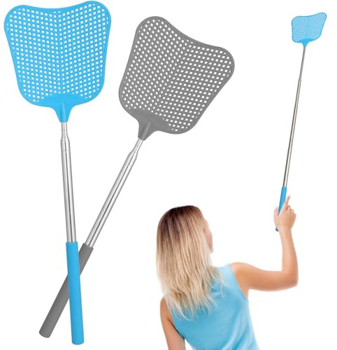 Ausziehbare Fliegenklatsche [2 Stück],GeeRic Manuelle Fliegenfänger Mückenpatscher - Mückenschaber als Fliegenschutz - Fliegenfänger & Fliegenfalle/Fliegenschutz vor Insekten, Fliegen - Fly Swatter