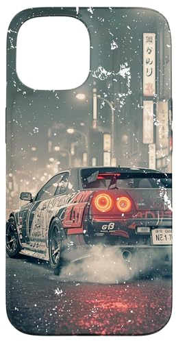 Vintage Distress JDM Drift Race Cars Tokyo Street Racing Art Case for iPhone 15