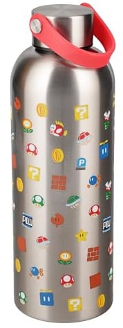 Paladone Super Mario Metall-Trinkflasche – Offiziell lizenziertes Super Mario-Produkt