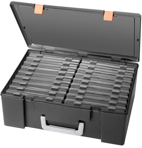 Akfldms Säurefreie Foto-Organizer-Box für 4 X 6 Bilder, Aufbewahrungsbox mit 18 Fächern