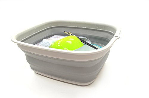 SAMMART 7,7L zusammenklappbare Wanne – Faltbare Spülwanne – tragbares Waschbecken – platzsparende Kunststoff-Waschwanne(Grau, Klein)