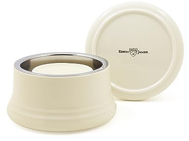 Edwin Jagger art. RNL07 White Porcelain Shaving Soap Bowl with Lid and Stainless Steel Inner Coating