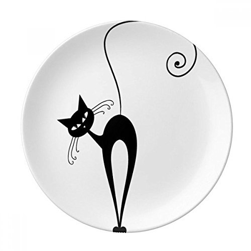 Tête inclinable Chat Noir Halloween Animal Silhouette décoratifs en porcelaine Assiette à dessert 20,3 cm dîner Maison Cadeau