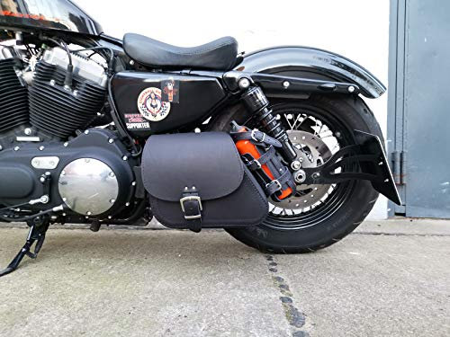 Dyna Clean Black schwarz Schwingentasche kompatibel mit Harley Davidson Dyna Glide Street Bob Leder Tasche Linke Seite Sporty Forty Eight XL Sportster 1200 883 48 Streetbob Bob