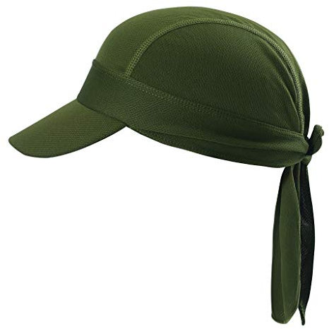 Arcweg Bandana Cap Kopftuch Mit Schirm Atmungsaktiv Pirat Kappe UV Schutz Verstellbar Bikertuch Radsport Mützen Schnelltrockned Militärgrün