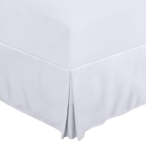 Utopia Bedding Valance Sheet Double - Soft Brushed Polyester - Microfibre - Pleated - Fits Under the Mattress & Down to the Floor - Base Bed Skirt (White)