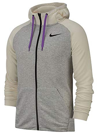 Nike Herren Sweatshirt M NK Dry Hoodie FZ Fleece, Grey Heather/Pale Ivory/Bright Violet, 2XL, 860465