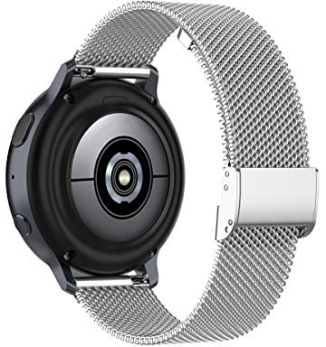 KOMI Malla Correas de reloj de repuesto para Samsung Gear S2 Classic, liberación rápida pulsera de acero inoxidable compatible con Galaxy Watch 42 mm, Gear Sport (20 mm, plata)