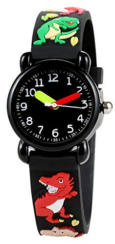 GOTOTOP Kinderuhr für 3D-Cartoon-Dinosaurier-Muster Wasserdichtes Quarzwerk Edelstahlschnalle Acrylglas PVC Baby Mädchen Electric Toys Watch(Dinosaurier)