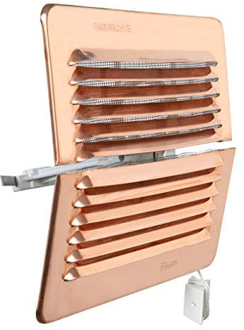 La Ventilazione LBDFR1916RA Griglia di ventilazione rettangolare pieghevole in rame con rete antinsetti, dimensioni 193x165 mm