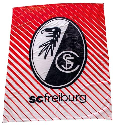 SC Freiburg Fleecedecke - Verlauf - Kuscheldecke 150 x 200 cm Decke - Plus Lesezeichen Wir lieben Fußball