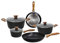 Tognana Premium Black, Batteria di pentole e padelle, Set con 2 padelle, 3 casseruole, 3 coperchi trasparenti, 8 Pezzi, Alluminio, Nero