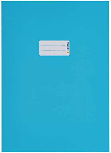HERMA 19750 Heftumschläge A4 Karton Hellblau, 10 Stück, Hefthüllen mit Beschriftungsfeld aus stabilem & extra starkem Papier, Heftschoner Set für Schulhefte, farbig