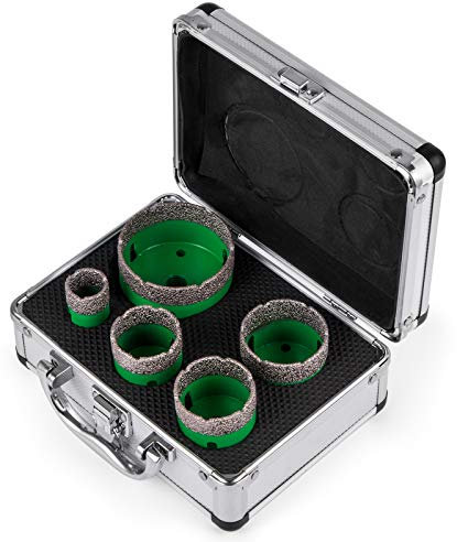 VEVOR Scie Cloche Diamantée 5 pcs 22/35/40/50/65 mm, Qualité Première Foret Diamant Cylindrique, Boitier Portable Léger, pour Les Carreaux/Le Marbre/Les Pierres