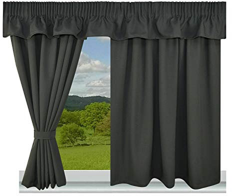caravan Pair of Dark Grey Curtains | Fully Lined | Multiple (44” W x 38” H)