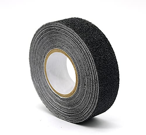 Anti Slip Tape, High Traction Strong Grip Abrasive, Non Skid Strip Safety Track Tape for Stairs Tread Steps Ramps, Black (25MM Width x 5M Long)