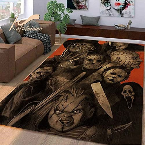 BGAFAG Wohnzimmer Clown Teppich Halloween Hexe 3D Bodenmatte Dekoration Horror Teppich Home Weicher Flanell D2197 120X160Cm