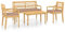 vidaXL Teak Massiv Gartenmöbel 4-TLG. mit Kissen Tisch Stuhl Bank Gartenstuhl Gartenbank Sofa Lounge Sitzgruppe Garten Garnitur Gartenset Sitzgarnitur