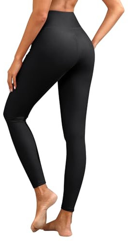 Holipick Pantaloni da nuoto da donna, UPF 50+, a vita alta, pantaloni lunghi da nuoto, nero, M
