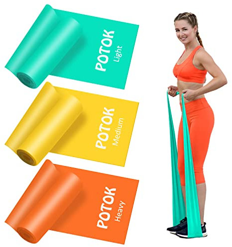 POTOK Fitnessbänder Resistance Bands, Fitnessband, Widerstandsbänder in 3 Stärke für Crossfit, Muskelaufbau, Yoga, Pilates für Männer und Frauen