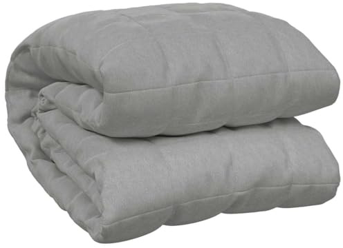 vidaXL Weighted Blanket 220x260 cm - Grey Cotton Calming Comforter for Anxiety Relief with Even Weight Distribution, Hypoallergenic Glass Beads, and Breathable Fabric