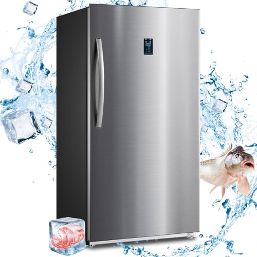 Techomey 17 Cu.Ft Upright Freezer, Stand Up Freezer Frost Free, Convertible Freezer/Refrigerator, Garage Freezer with Single Door, Quick Freeze, Stainless Steel