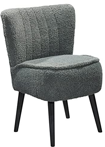 Home4You Sessel - Anthrazit - Teddystoff - Stellfüße schwarz