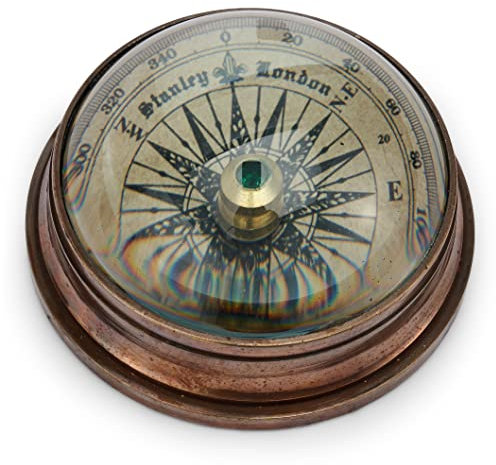NKlaus Kompass Maritim mit Domglas aus Messing antik 6cm Peilkompass Richtungsanzeiger 11657