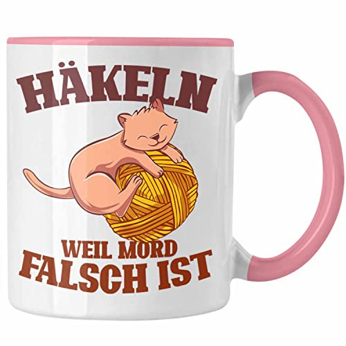 Trendation - Lustige Strick Häkel-Tasse Geschenk Stricken Häkeln (Rosa)