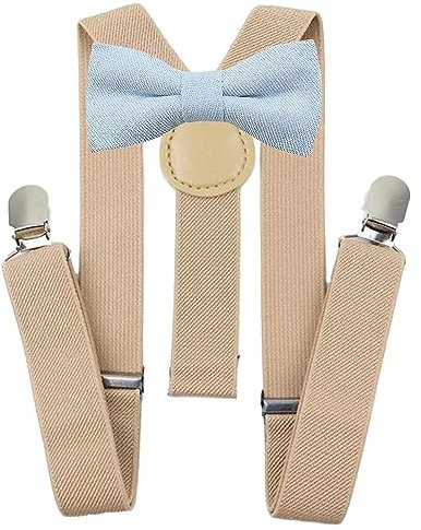 Set mit Fliege und Hosenträgern aus Baumwollmischgewebe für Kinder und Jungen, hellblau, Bow Tie: Length 10cm, width 5cm