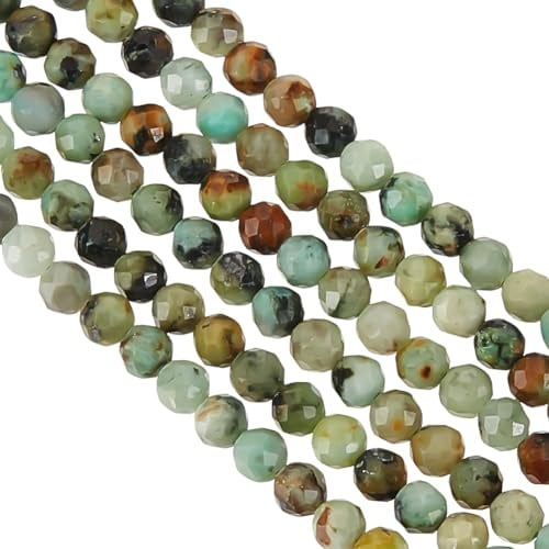 OLYCRAFT Ca. 360~376 Stück 2mm Natürliche Afrikanische Türkis Perlen 0.3mm Loch Facettierte Runde Perlen Afrikanische Türkis Lose Edelsteinperlen Für Halsketten Ohrringe Schmuckherstellung