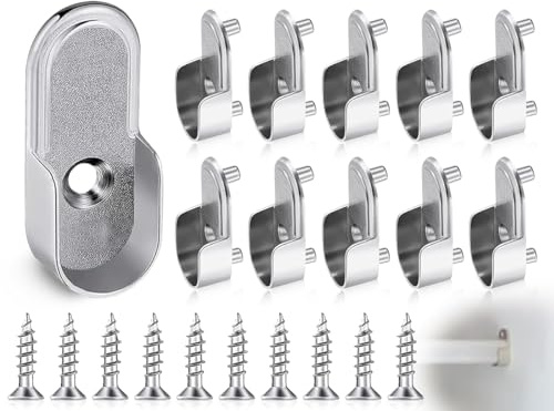 Lhbwhiz 10 Stück Kleiderstange Halterung, 15mm Oval Kleiderstangenhalter Garderobe Stangen Halterung mit Schrauben, Schrankrohrlager Stangen Halterung