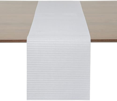 Myir JUN Tischläufer, Tischläufer Modern Tischläufer Abwaschbar Tischläufer Outdoor Wärmeisoliertes PVC für Häuser Restaurants Hotels 30 x 183 cm (Weißer Rauch)