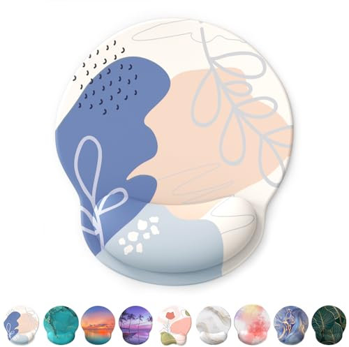 Giecy Alfombrilla Ratón Reposamuñecas,Gaming Mouse Pad Ergonómica con Apoyo de Gel,Alfombra Raton para Ordenador,reposamuñecas Raton con Base de PU Antideslizante(Decoración Rosa y Azul)