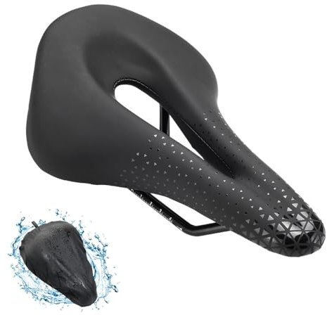Fahrradsattel Herren und Damen Ultra Bequem und Weich Fahrradsitz für Mountainbike und Rennrad Wird mit Universeller Abnehmbarer Sattelkolben und Regenschutz (Schwarz)
