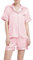 Xuepelit Pyjama Femme Satin Eté Silk Ensemble de Pyjama Set en Soie Boutonné pour Femme Loungewear Chemise de Nuit Vêtements de Nuit ，Rose L