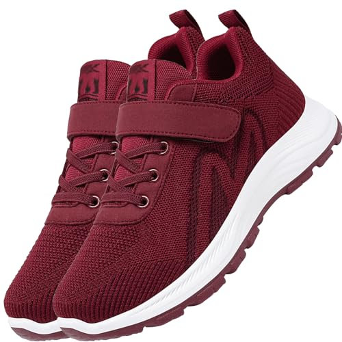 AZMAHT Scarpe Donna Strappo Scarpe per Anziani Donna Scarpe Piedi Gonfi Donna Scarpe Estive Anziani Scarpe Pianta Larga,Rosso,37/235mm