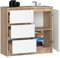 BDW - Kommode mit 3 Schubladen und 1 Tür - 80 cm breit, 77 cm hoch - Schrank, Sideboard, Mehrzweck-, Schuhschrank, Schubladenkommode, Aktenschrank - Wohn-, Schlafzimmer, Flur - Eiche Sonoma/Weiss