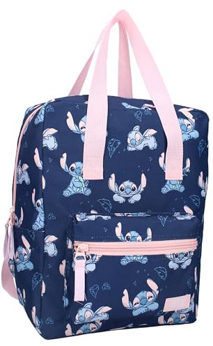 Stitch Simply Kind - Mochila con asas de Lilo y Stitch Disney – Mochila para niños | Escuela | Tiempo libre – Tamaño 30 x 23 x 13 cm, Azul Y Rosa, talla unica