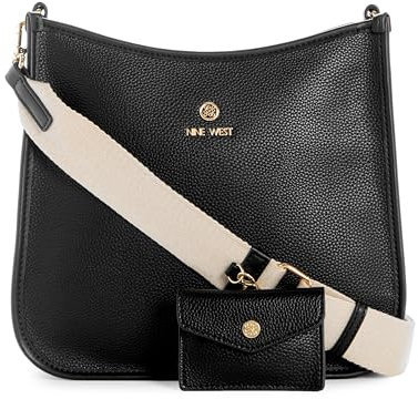 Nine West Brice Umhängetasche mit Kartenetui, Schwarz, Medium